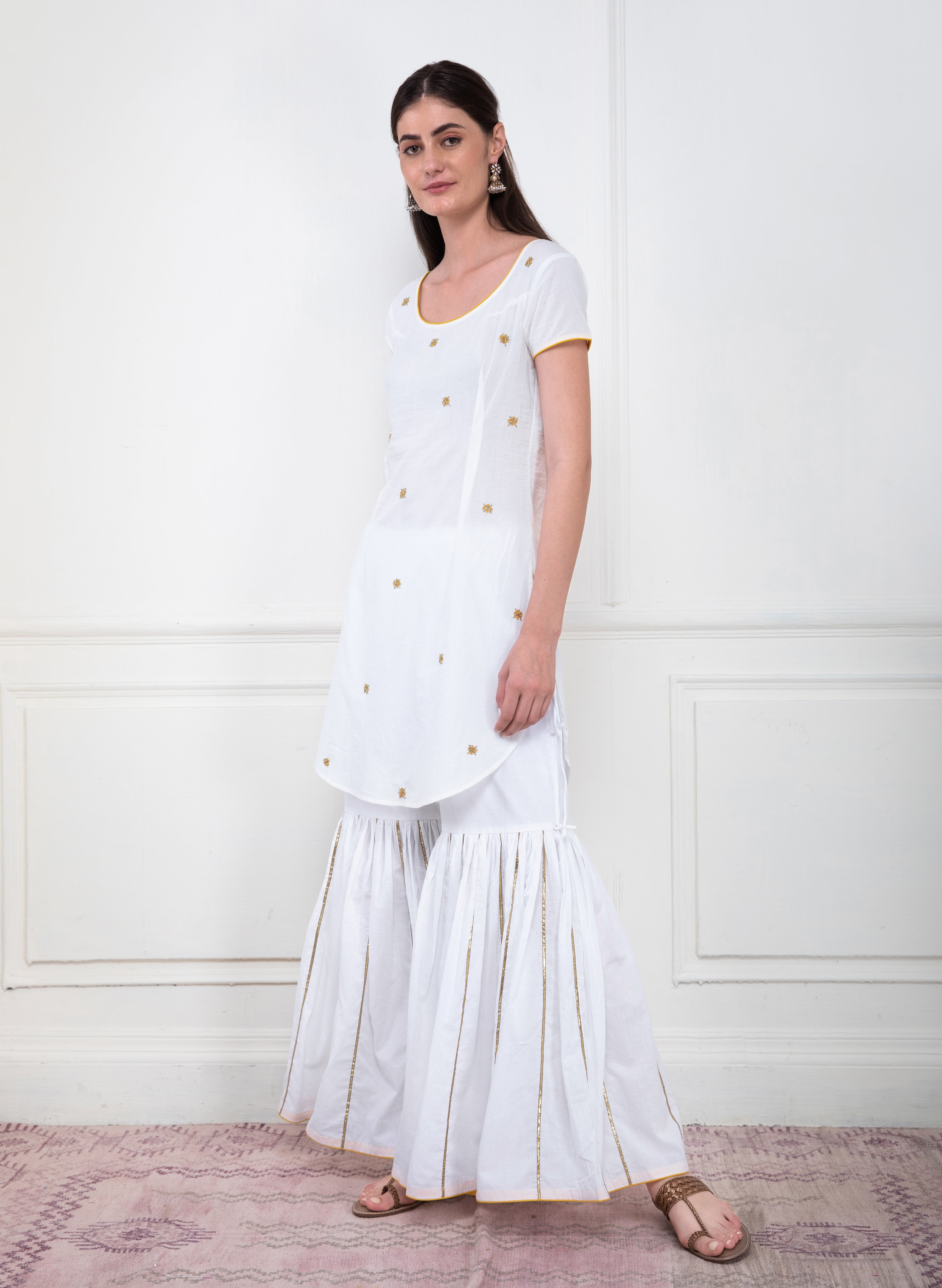 Saanjha White Cotton Sharara The Burnt Soul